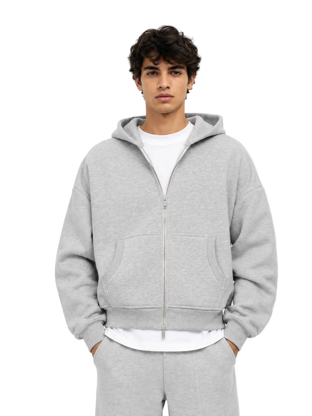 Men's Zip-Up Hoodie (Mist Grey)