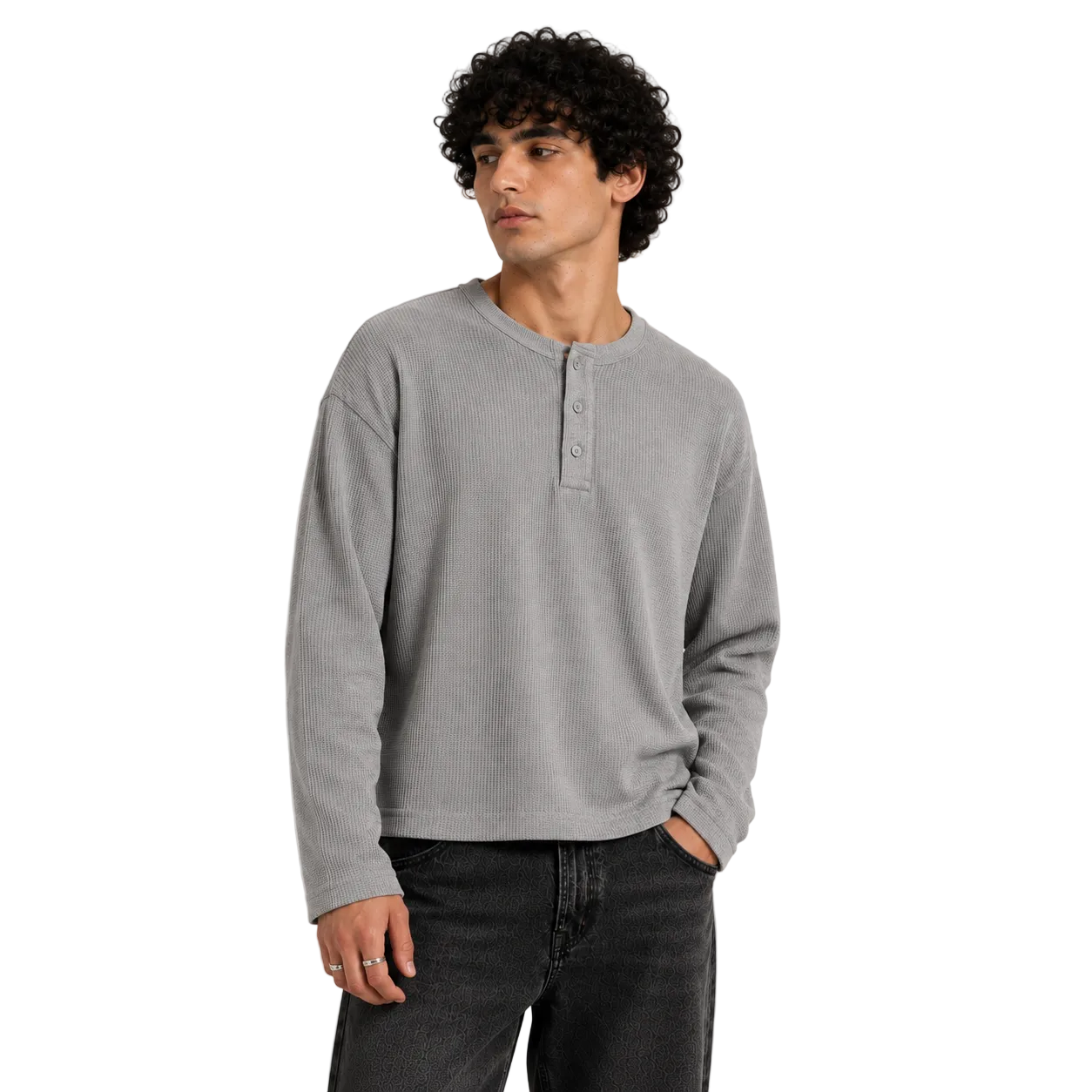 Men's Classic Henley - Mist Grey