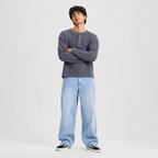 Classic Steel Blue Waffle Henley