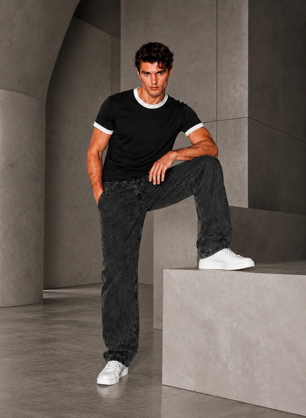 Classic Ringer Box T-Shirt (BW)