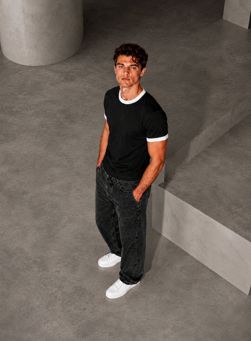 Classic Ringer Box T-Shirt (BW)