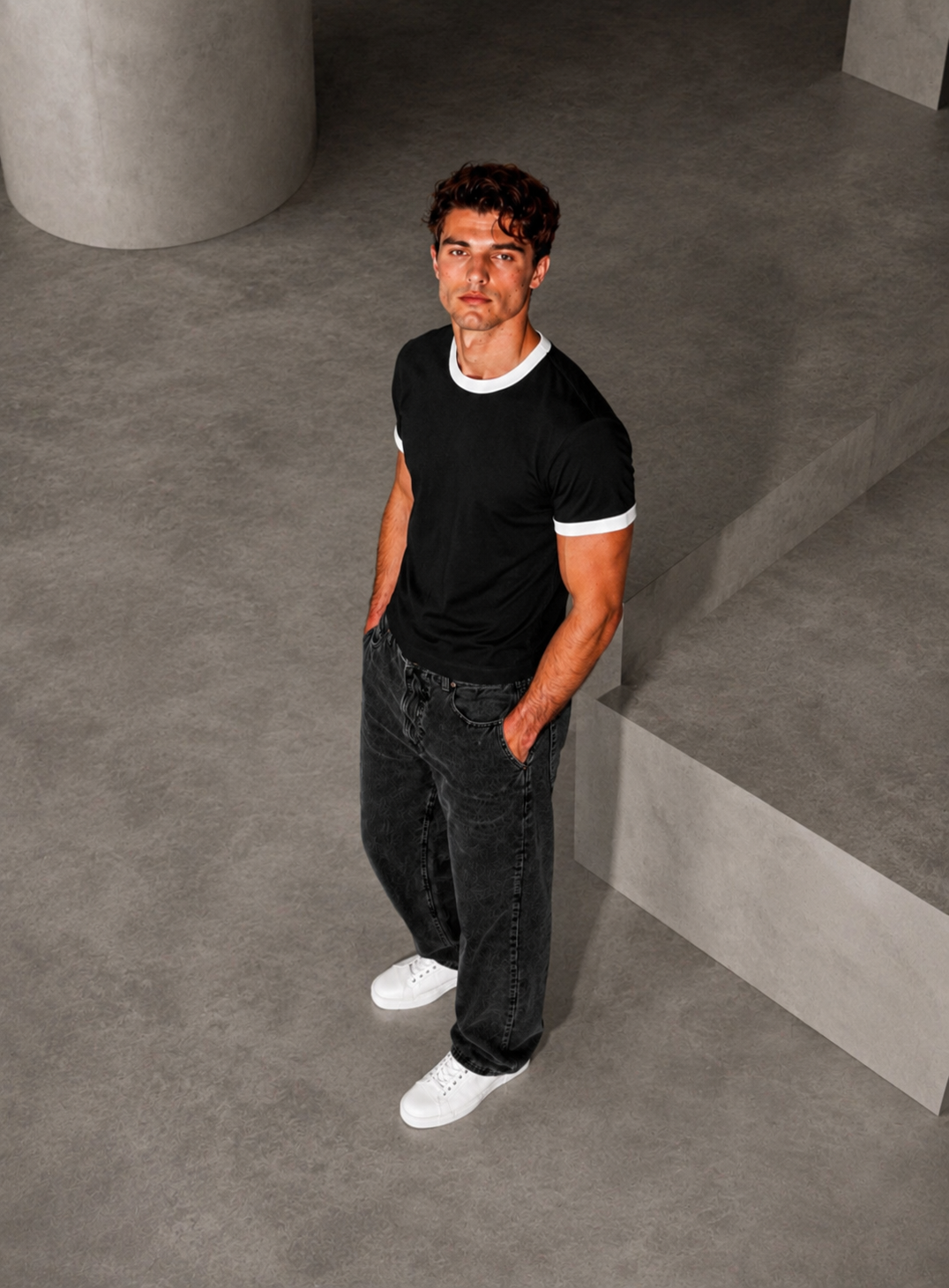 Classic Ringer Box T-Shirt (BW)
